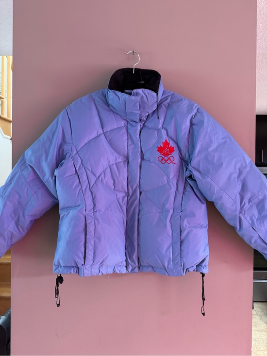 HBC Olympics Jackets & Blazers - Lavender light Blue Puffer Jacket with Red Olympic embroidered logo